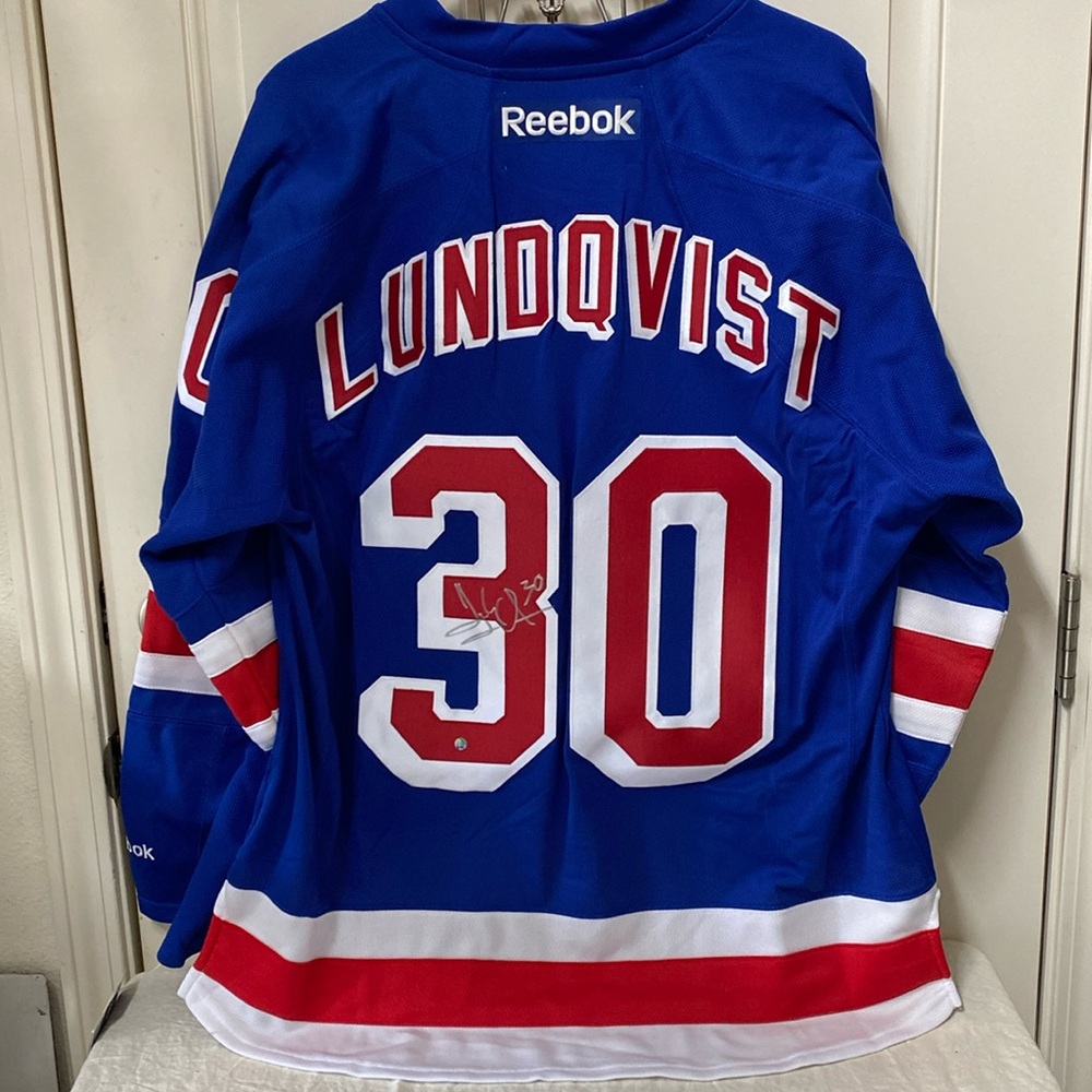 Henrik Lundqvist Signed Autograph Reebok Authentic Rangers Jersey Fanatics Sz XL